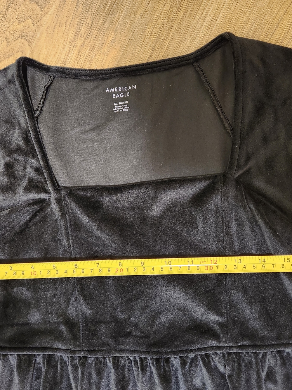 American Eagle Black Velvet Square-Neck Dress - Picture 2 of 2